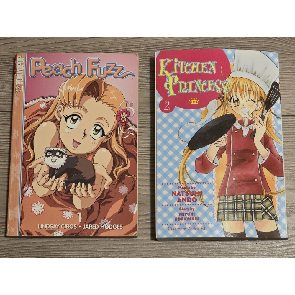 Lot Of 2 Manga Books Kitchen Princess 2 & Peach Fuzz Anime